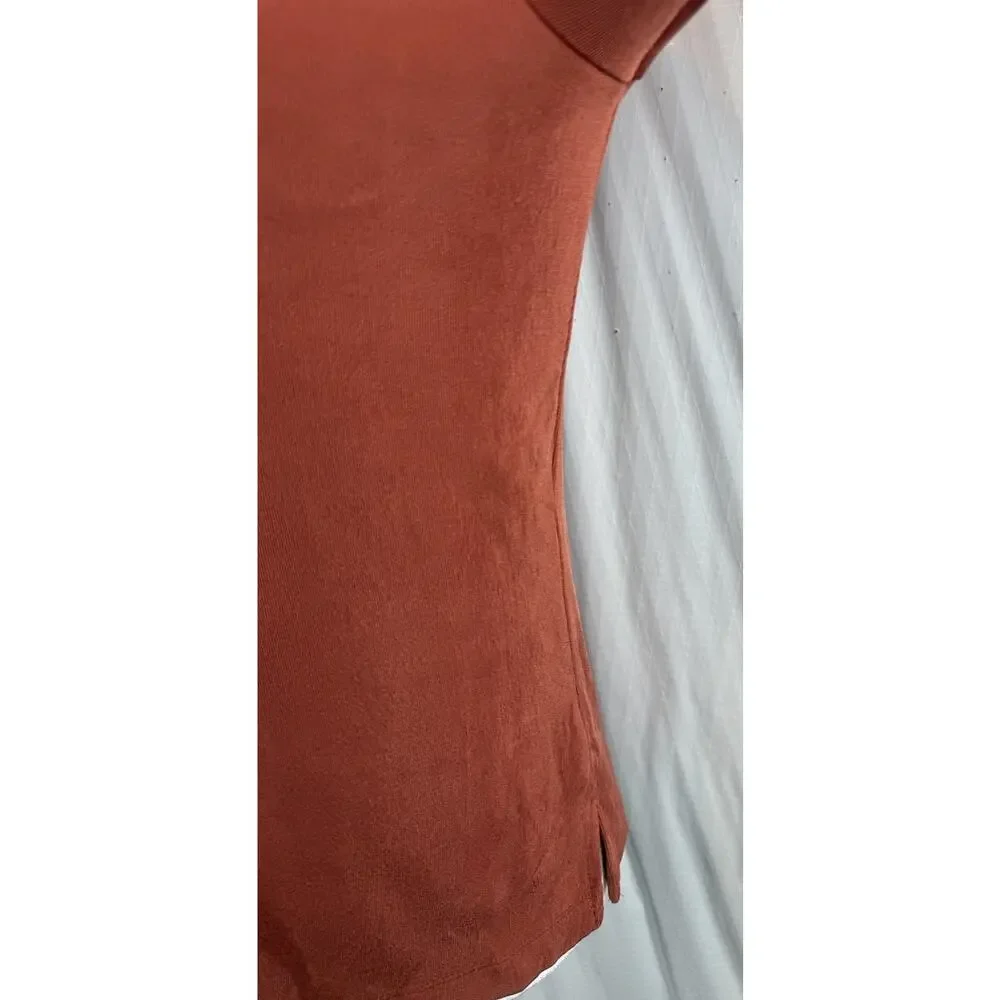 Chico's Travelers Crystal V Top NWT Burnt Sienna 3/4 Sleeve Size 1 Med 8/10